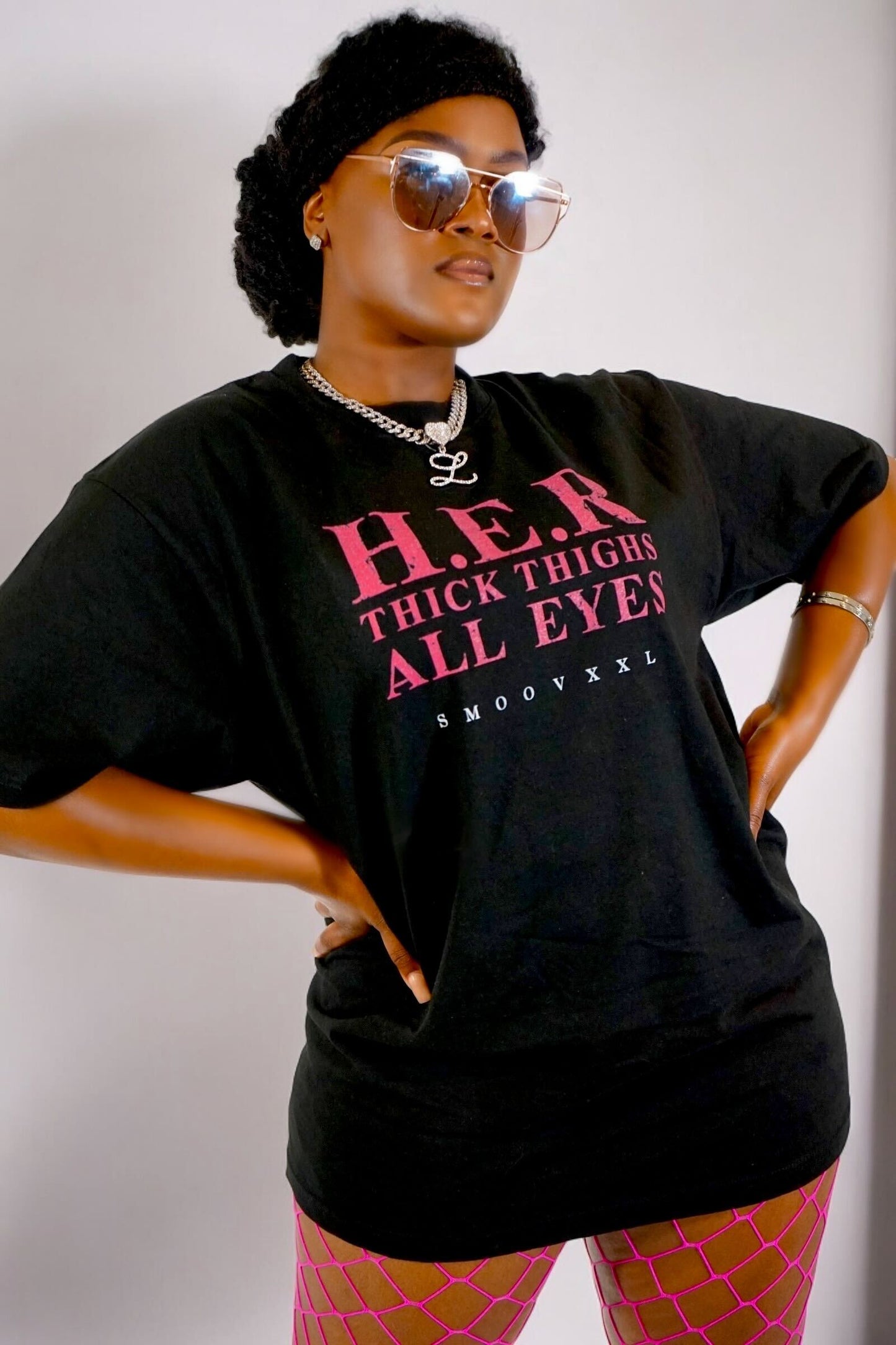 H.E.R THICK THIGHS ALL EYES (Black) Premium Lux Tee